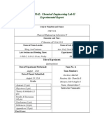 Che 514L: Chemical Engineering Lab Ii Experimental Report: Bilog, Josef Antonio