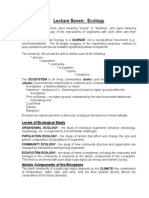 Lecture Seven: Ecology: Levels of Ecological Study