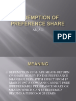 Redemption of Preference Share