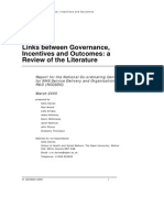 Links Between Governance, Incentives and Outcomes: A Review of The Literature