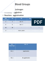 Blood Groups: - Antigen - Agglutinogen - Antibody - Agglutinin - Reaction: Agglutination