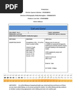 Day 1 Call Sheet