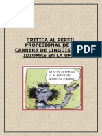 Crítica Al Perfil de La Carrera de Linguística de La Umsa