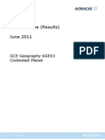 Mark Scheme (Results) June 2011: GCE Geography 6GE03 Contested Planet