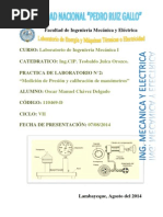 Medida de Presión y Calibracion de Manometros Unprg