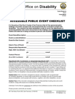 CCSF - Mayor's Office On Disability - Accessisible Public Event Checklist