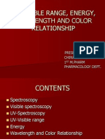 Uv-Visible Range, Energy, Wavelength and Color Relationship: Presented By: Chirag Darji 1 M.Pharm Pharmacology Dept