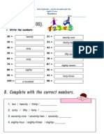 Ficha de Trabalho - Numbers 1 - 100 PDF