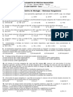 Avaliação de Biologia - 3° Ano - Grupos Sanguíneos - 2014