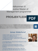 Velkommen Til Executive Master of Management-Programmet: Prosjektledelse