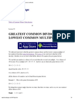 Greatest Common Divisor Lowest Common Multiple