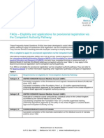 Medical Board FAQ Eligibility and Applications For Provisional Registration Via The Competent Authority Pathway