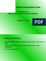 F006-F008 Metals Reclamation Rule: Presentation To SBA Environmental Roundtable Meeting