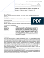 The Surveying The Impact of Organizational Justice On Quality of Work Life of Administrative Units in Azad University of Mashhad