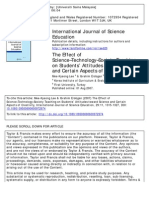 The Effect of Science-Technology - Society Teaching On Students' Attitudes Toward Science and Certain Aspects of Creativity