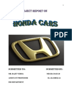 Honda Cars Project Report 2