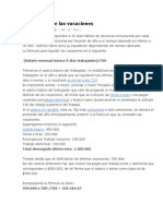 Liquidación de Las Vacaciones y Base para Calcular Las Compensadas en Dinero y Disfrutadas