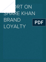 Report On Share Khan Brand Loyalty