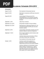 Academic Schedule 2014-2015