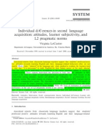 Individual Di Erences in Second Language Acquisition: Attitudes, Learner Subjectivity, and L2 Pragmatic Norms