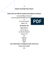 A Summer Internship Project Report "Study of The Most Effective Method of Recruitment & Selection"