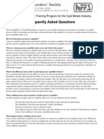 Frequently Asked Questions: Process Capability Training Program For The Cast Metals Industry