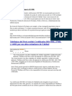 Telefónica Del Perú Consigue La ISO 9001.1