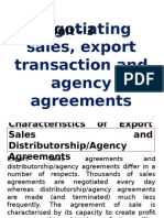 Negotiating Sales, Export Transaction and Agency Agreements: Unit - 3