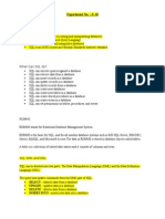 Experiment No. - 9, 10 Aim Theory::: To Study SQL Basics