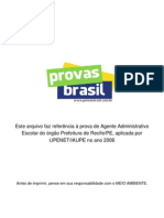 Prova Objetiva Agente Administrativo Escolar Prefeitura de Recife Pe 2006 Upenet Iaupe