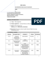 Bio-Data: For Interview For Faculty Positions