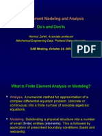 Finite Element Modeling and Analysis Do's and Don'ts