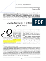 Oscar Adán - María Zambrano y La Pregunta Por El Ser