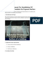 Method Statement For Installation of Galvanized Conduits On Exposed Surface