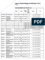 Seating Arrangement For The Test I & Ii: Instruction Division