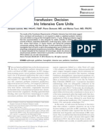 Red Blood Cell Transfusion: Decision Making in Pediatric Intensive Care Units