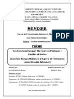 Les Relations Banques /entreprises Publiques: Portées Et Limites (Cas de La Banque Nationale D'algérie Et L'entreprise Leader Meuble Taboukert)