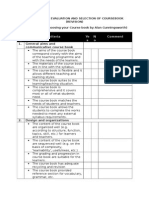 Checklist For Evaluation and Selection of Coursebook