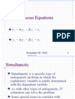 Simultaneous Equations: y y + Z + U y y + Z + U