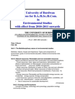 The University of Burdwan in Environmental Studies With Effect From 2010-2011 Onwards