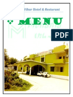 Mohania Vihar Hotel Menu