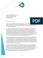 NY Is Music - Cuomo Letter Signed 3-23-15