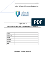 Exp. 8 Diffusion of Sodium Chloride in Water