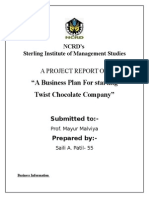 "A Business Plan For Starting Twist Chocolate Company": A Project Report On