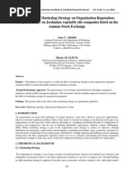 The Impact of Marketing Strategy On Organization Reputation: Analytical Study On Jordanian Vegetable Oils Companies Listed On The Amman Stock Exchange