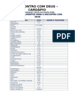 Lista de Alimentos para o Encontro Com Deus