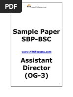 SBP-BSC Assistant Director (OG-3) Sample Paper