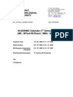 Academic Calendar (1 Semester) (Me / Mtech/M Pharm / Mba / Mca)