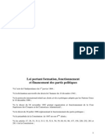 Loi Portant Formation Fonctionnement Et Financement Des Partis Politiques