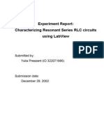 Experiment Report: Characterizing Resonant Series RLC Circuits Using Labview